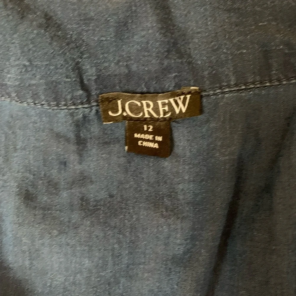 J Crew Camp Collar Shirt Womens 12 Blue V
Neck Cotton Voile Button Up Roll Tab - Picture 11 of 11